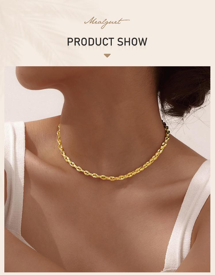 Chunky Link Necklaces for Women, Waterproof Gold Plated Statement Chain Necklace, Stainless Steel Minimalist Jewelry