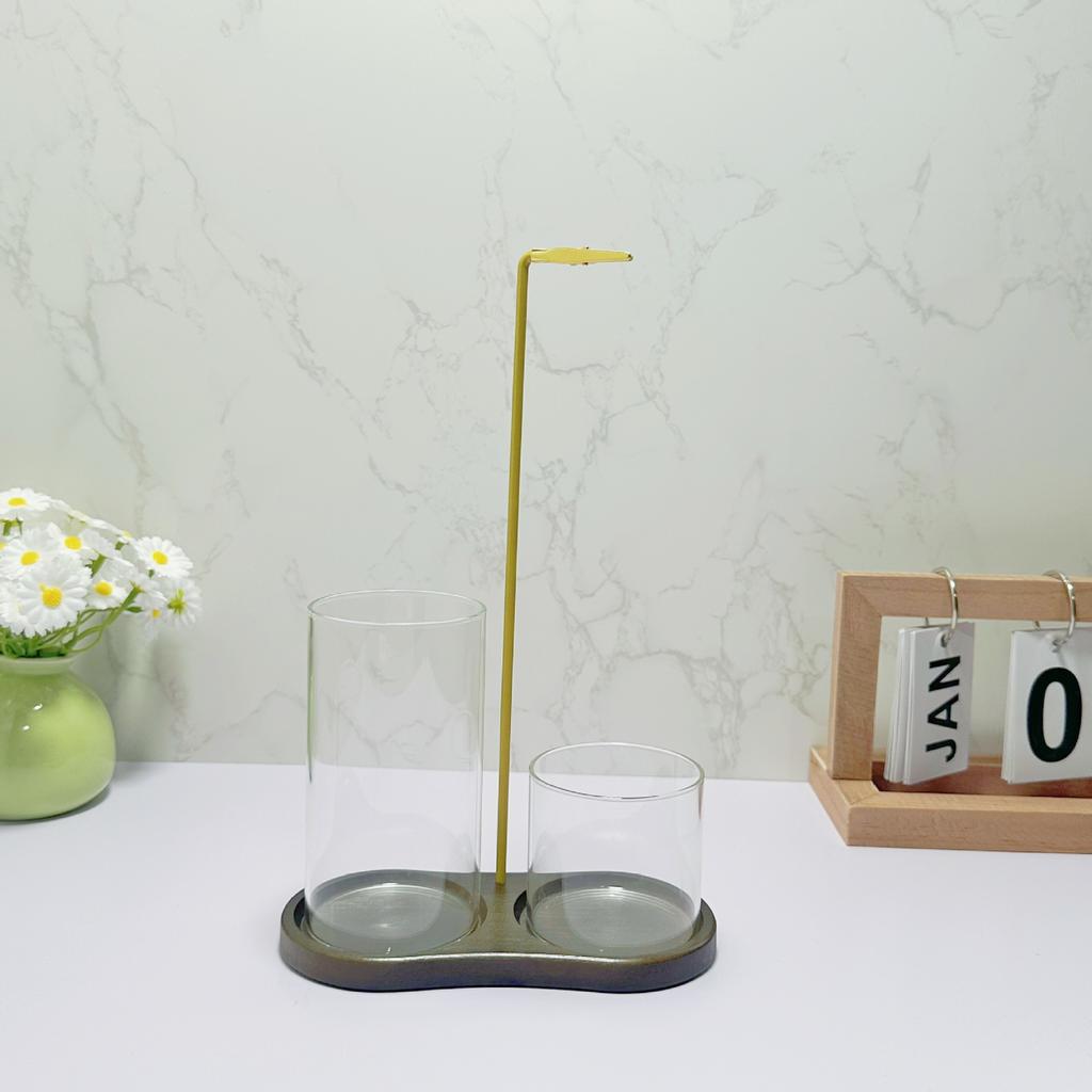 Uchwyt na kadzidło 2 w 1 na patyczki, popielniczka ze szkła i organizer na patyczki do medytacji, jogi