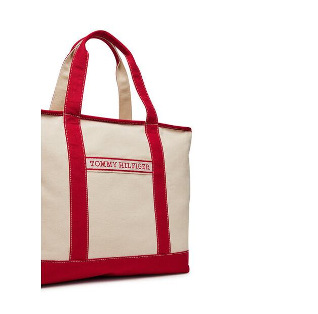 Handbag Tommy Hilfiger Th Summer Canvas Tote AW0AW17421 Beige