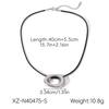 Minimalist O-Shaped Stainless Steel Necklace with Wax Rope Chain - Versatile Circle Design for Women