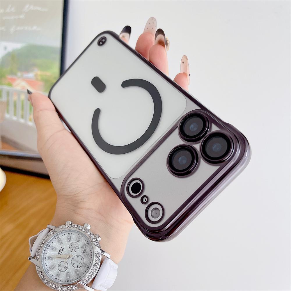 Plating Clear Half Pack Case For Magsafe For iPhone 17 14 13 15 16 Pro Max Plus Air Glass Lens Ultra Thin Frameless Cover