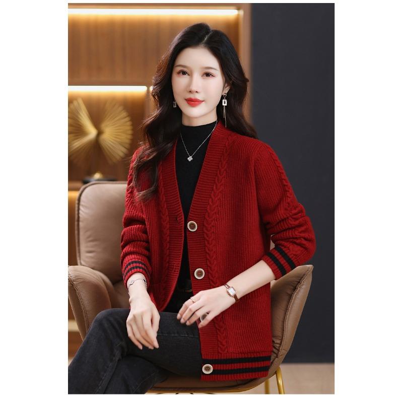 Women S Long Sleeve Knit Cardigan Plus Size Mom Style Casual Outerwear Autumn Winter Sweater