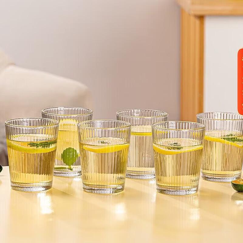 Versatile Ribbed Lead-Free Glass Tumblers, 265ml, Set of 6