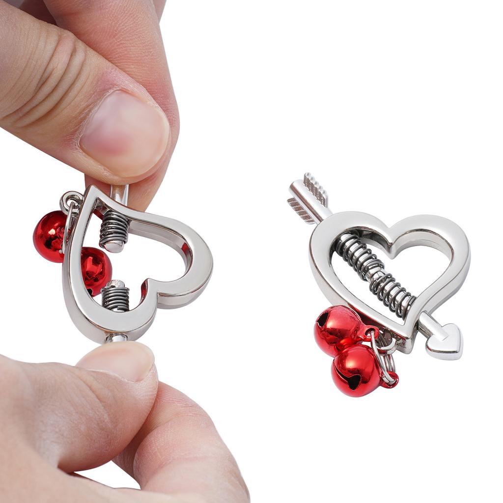 Sex Game Heart Shape Nipple Clamp Clips with Bell BDSM Play Adjustable Restraints Intimate Toys Accessories