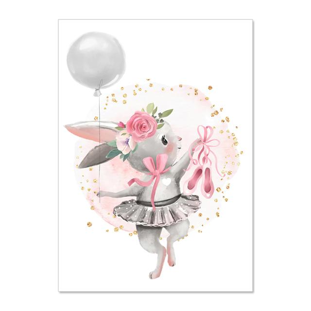 

Мультфильм Животное Кролик Девочка Комната Розовая Настенная Живопись Холст Картины Детские Плакаты И Принты Настенные Картины Детская Комната Декор Без Рамки 21*30cm No Frame