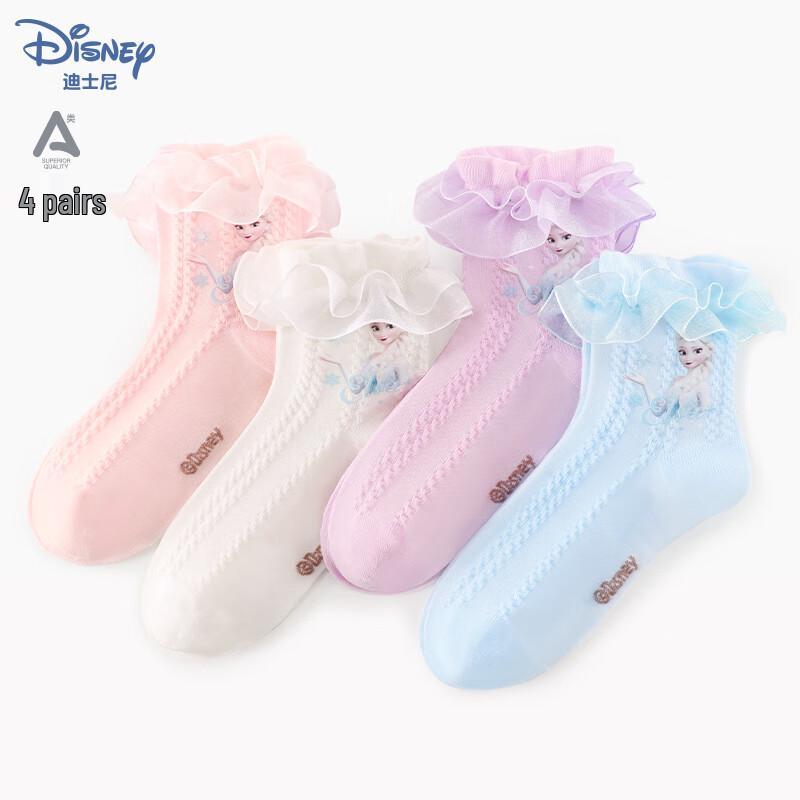 Disney Girls Summer Thin Princess Mid-Tube Socks One Size (20-22cm)