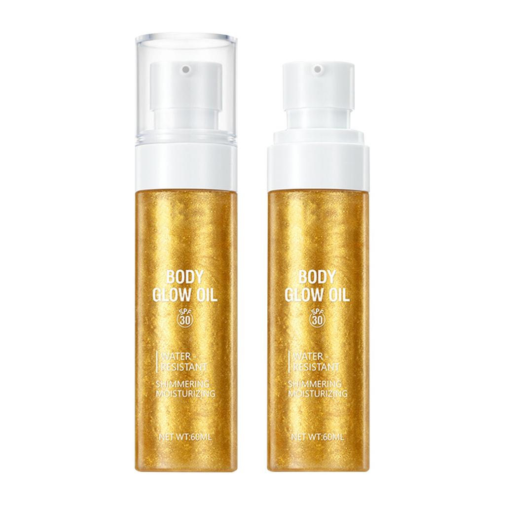 Sunscreen Glow Oil, Flash Body Oil, Non-stick Texture, Glow, Golden Rose Color, 60ML