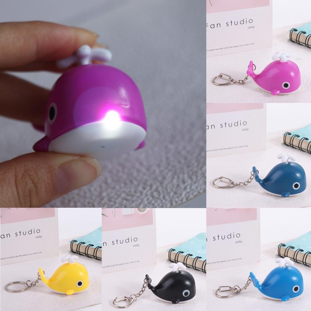 Sounds Light Sea Whale Keychain with Sound Animal LED Keychain LED Whale Keyring  Bag Decoration