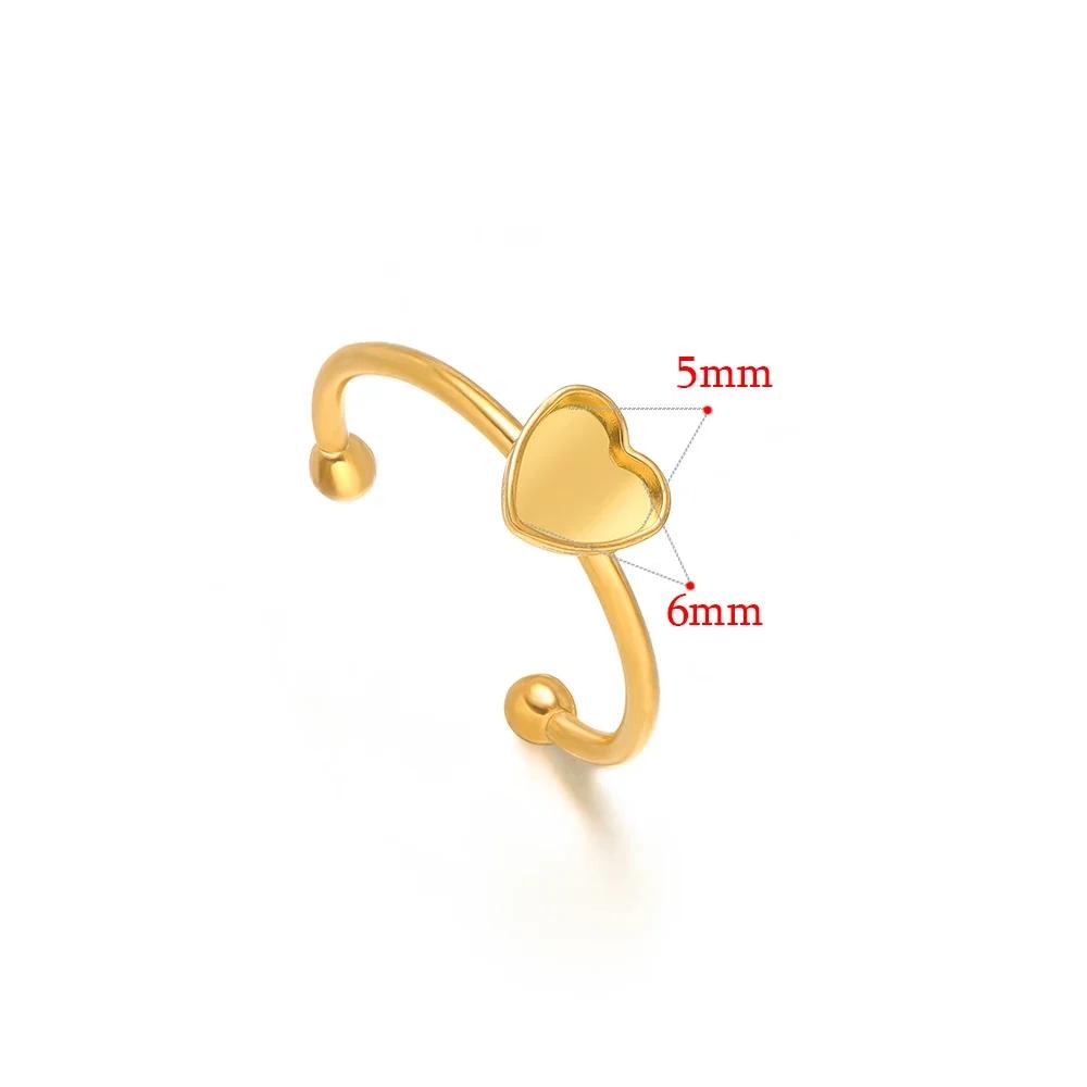 10pcs Adjustable Stainless Steel Open Ring Settings Blank Base Bezel Cabochons Rings for DIY Jewelry Making Finger Accessories