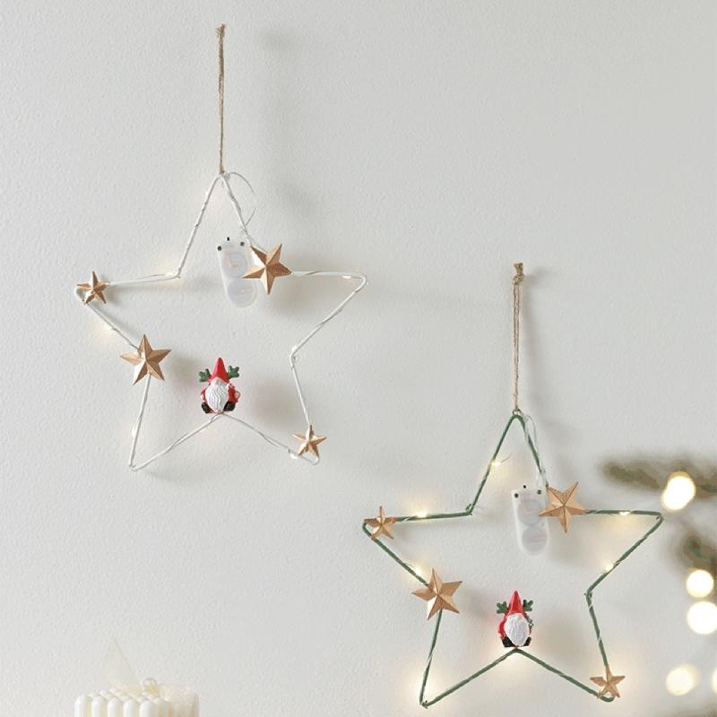 Five-Pointed Star/Moon Decorative Pendant Winter Ceiling Window Ornament Elegant Wall Hanging Christmas Tree Decoration