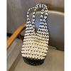 Summer Handmade Beaded Shoulder Bag Hollow-out Wooden Bead Tote French Hand-held Woven Bag Bucket Bag Reticulate Netted Handbags