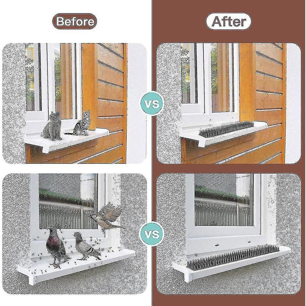 4,8 Meter Taubenabwehr Vogelspikes-Set, Edelstahl-Vogelspikes Sicher für Tauben/Vögel/Möwen/Spatzen, Installiert an Fenster, Balkon, Garten