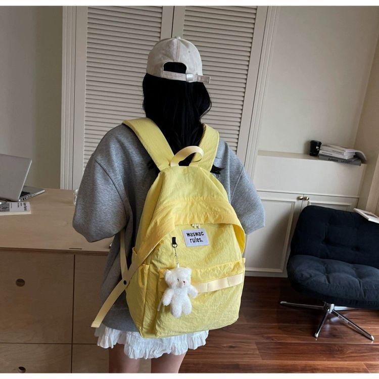 

Simple All-matching Backpack Women Large Capacity Casual Junior High School Students Schoolbag Mountaineering Light Travel 30x14x43 single package жовтий