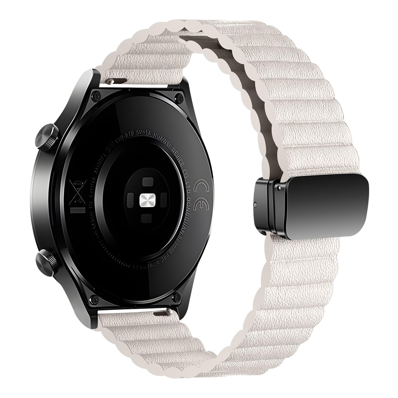 

For Samsung Gear S3 Classic/Garmin Vivoactive 4 Magnetic Watch Band 22mm Leather Strap Starlight