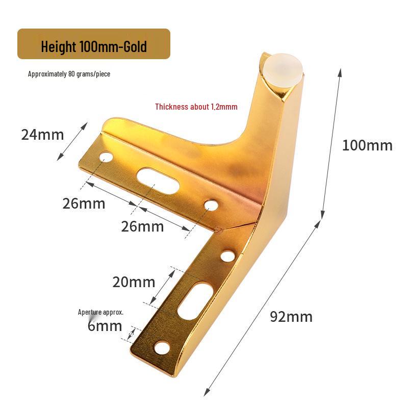 Kinnart Luxurious Right-Angle Metal Furniture Legs - Three-Pronged Bedside, Cabinet, Coffee Table Support