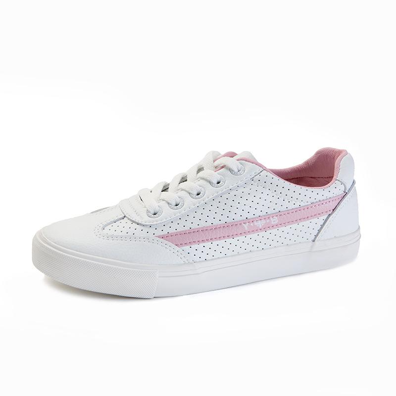 Fashion New Women's White Slip-On Flats PU Leather Perforated Breathable Casual Shoes Comfortable Lightweight Walking Shoes for Students