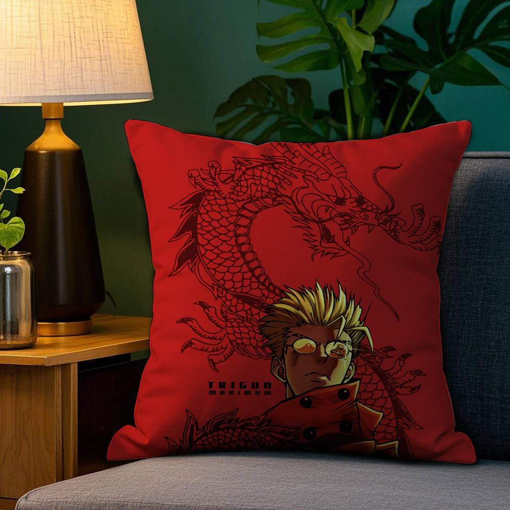 Cool Anime T-Trigun Pillow Case Plush Fabric Soft Double Sided Print Home Sofa High Quality Cushion Cover Throw
