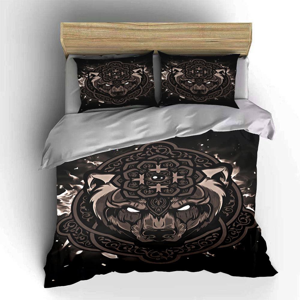 Wolf with mandala design. Bedding sets Duvet cover sets Duvet covers Pillowcases(1 * Duvet Cover 2 * Pillowcases without duvet insert)