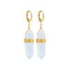 Fashion Handmade Wire Wrapped Purple Natural Stone Hexagonal Bullet Drop Earrings for Women Polygon  Statement Earring