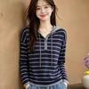ZOSOUL Women's Striped Hooded Knit Sweater