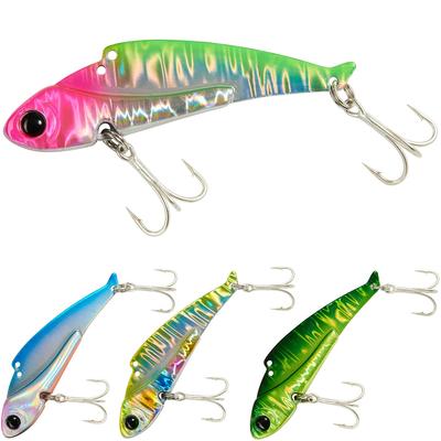 Leurre KOKO - Leurre Vibe Métallique, Vibe Plaque de Fer, Ensemble 4 Couleurs, 14g/25g, Bar, Vibe Métallique, Flet, Poisson Bleu, Vibe Dartante