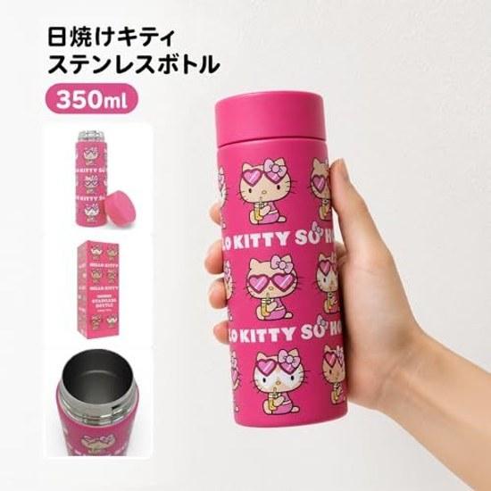 Sanrio Water Bottle 350ml Hello Kitty Sunburn Summer Stainless Steel Insulated Cool Mini (Pink)