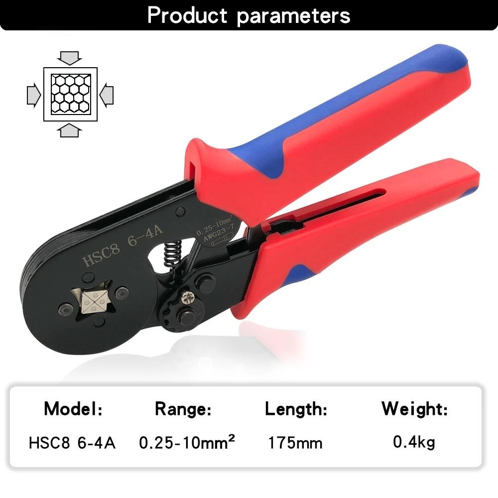 Clești de sertizare HSC8 6-4A 0,25mm²-10mm²/6-6A/16-6 0.08mm²-16mm² Unelte de mână cu borne tubulare Ferrule Unelte de mână pentru sertizare pentru fire electrice