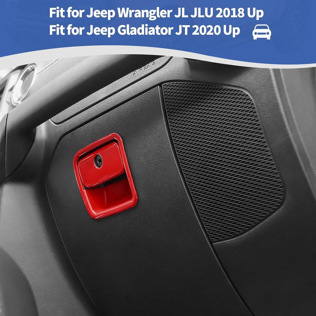 RT-TCZ For Jeep JL Glove Box Compartment Latch Handle Trim Cover For Jeep Wrangler JL JLU 2018-Present For Gladiator JT -Present Red Interior