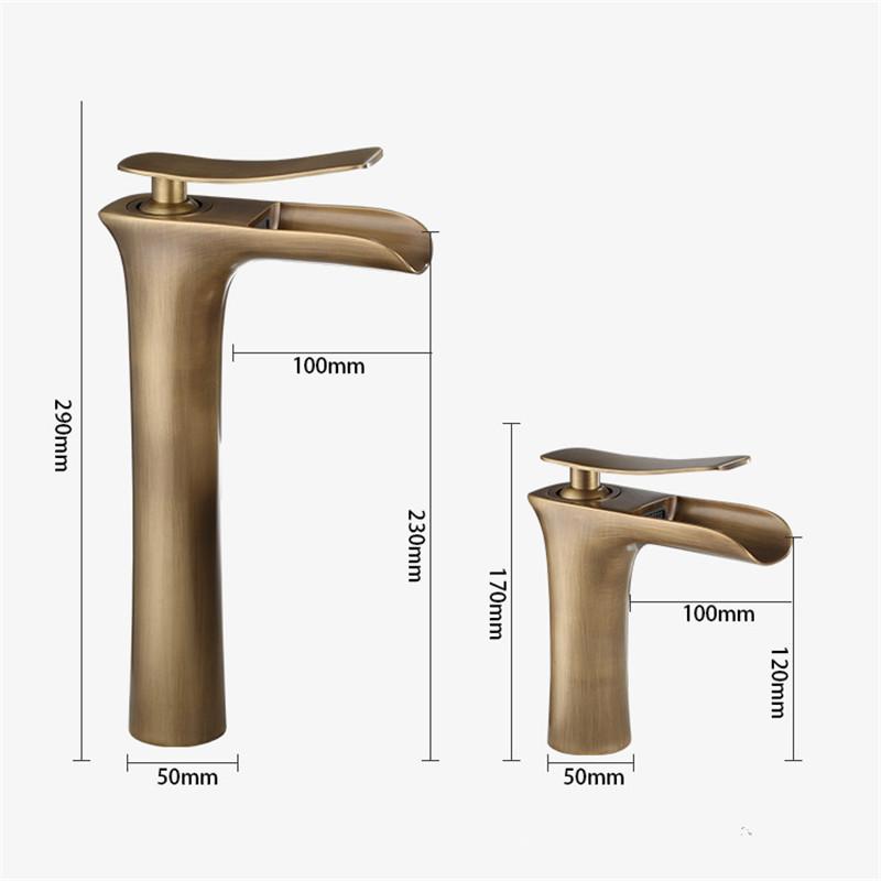 Antique Bronze Bathroom Faucet Basin Faucets Hot & Cold Brass Bathroom Sink Faucet Waterfall Lavotory Faucet Mixer Water Tap