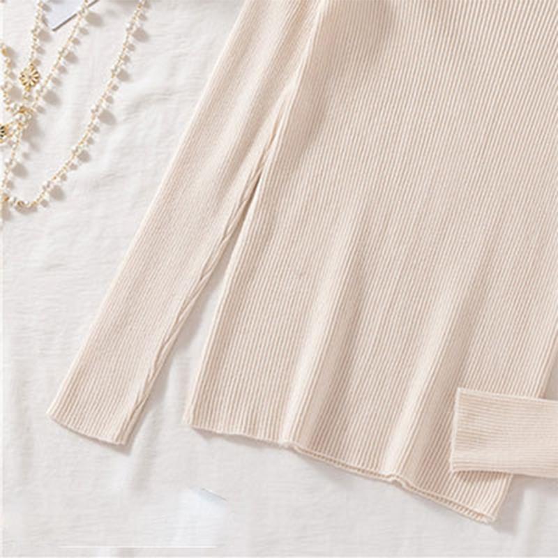 Сексуальный осенне-зимний вязаный кардиган с двойной молнией в полоску, свитер, однотонная короткая куртка, узкий топ с длинными рукавами и отворотом в виде пупка OneSize абрикосовый