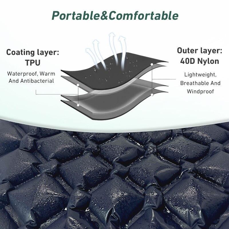 Westtune Camping Sleeping Pad Ultralight Inflatable Mattress Portable Outdoor Air Cushion Sleeping Mat For Travel Hiking