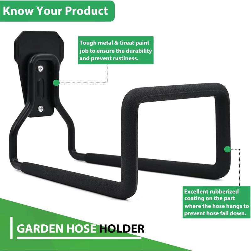 Garden Hose Wall Mount Holder Heavy Duty Metal Hook Easy to Install for Outdoor Yard Garden Indoor Utility Storage