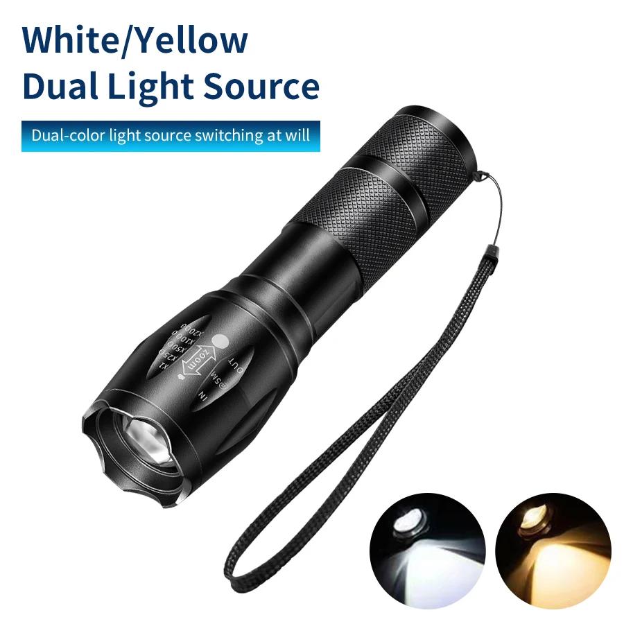 Multifunction Rechargeable Flashlight Green Red Blue White Multi-Color LED Torch for Fishing Camping Hunting Photography Selfie