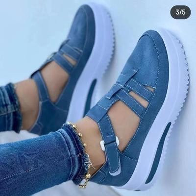 Mode 2025 Sommer Neu Groß Dicke Sohle Hohl Freizeit Dicke Sohle Sandalen Runde Zehenpartie Einfarbig Dicke Sohle Damen Einzelne Schuhe