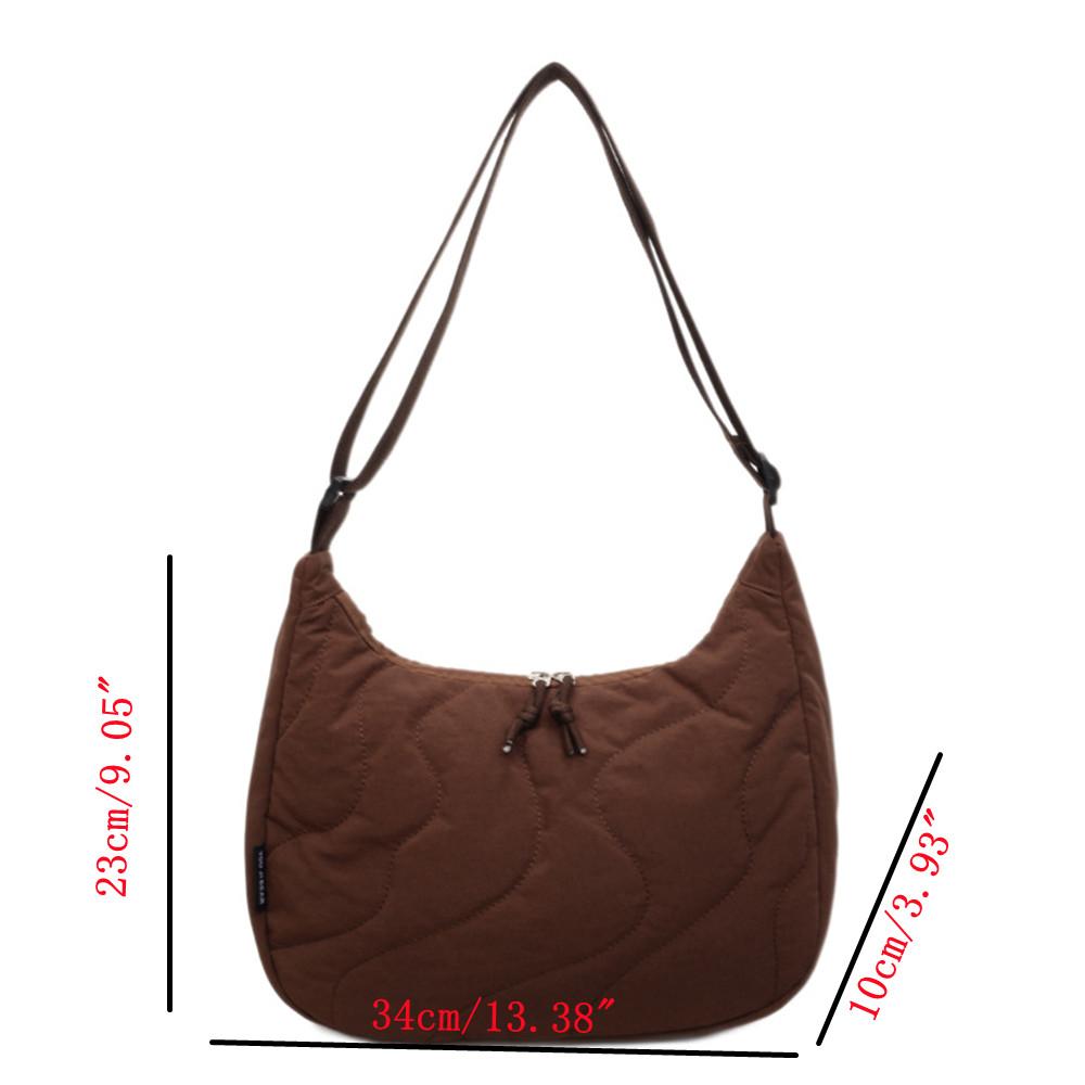 New Japanese Style Quilted Shoulder Bag for Women Lightweight Padded Crossbody Tote Large Capacity Casual Commuter Bag