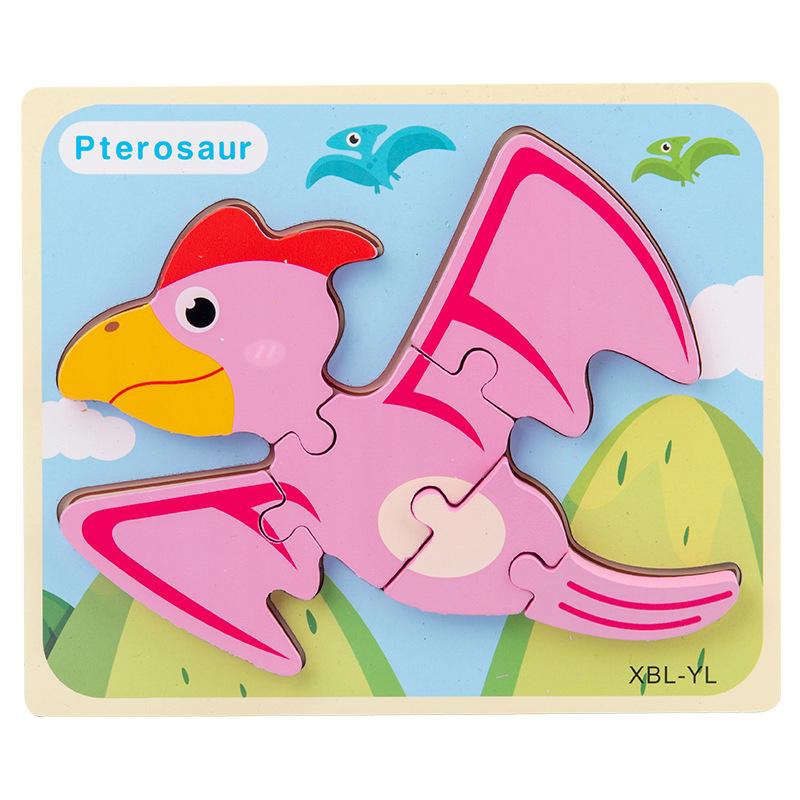 Baby Wooden Cartoon Dinosaur 3D Puzzle Jigsaw For Kids Boy Girl Montessori Early Learning Educatioanl Puzzle Toys