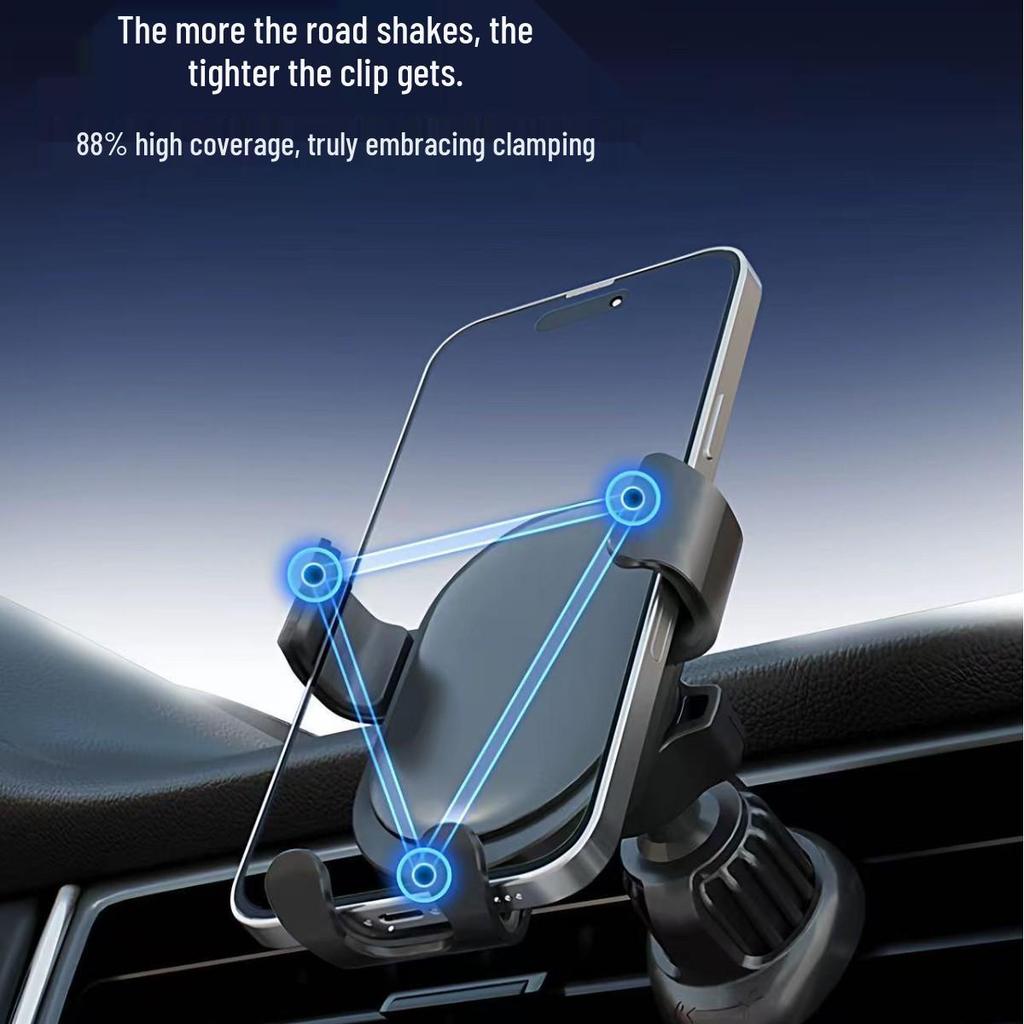 Cross-Border Aluminum Car Phone Holder for Horizontal & Vertical Screens with Gravity Induction.