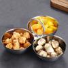 Stainless Steel 3-Compartment Snack Bowl Large Capacity Round Sauce Dish Dessert Plate  Office