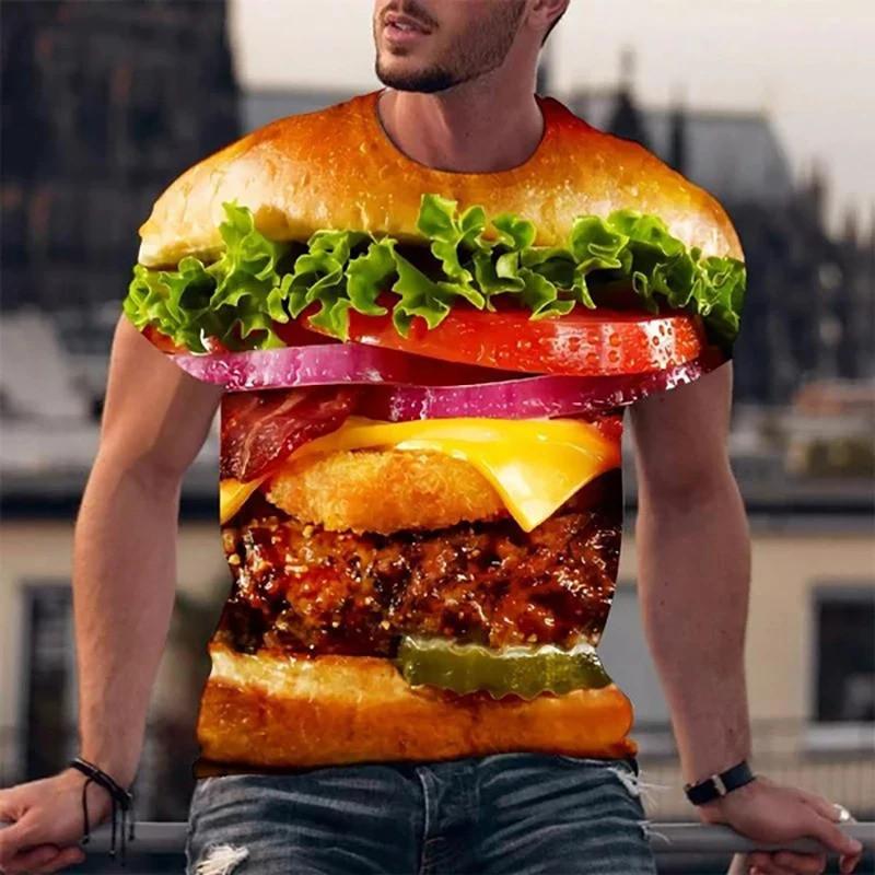 Funny Hamburger 3D Graphic Printed T-Shirt |   Top Short Sleeve Streetwear Oversized Unisex for Children & Adults
