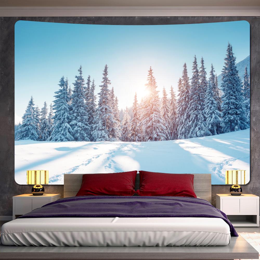 Forest snow scene home art decoration tapestry bohemian decoration psychedelic scene wall hanging bedroom wall decoration