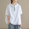 Hooded Women Summer  Loose Casual Zipper Short Sleeved T Shirt Fashion Sunscreen