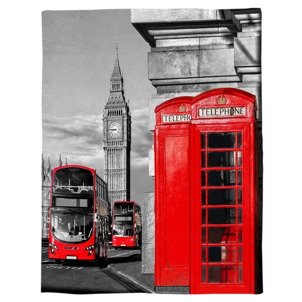 Cabina Telefonica di Londra Coperta in Pile Corallo Lenzuolo Invernale Copriletto Coperta per Divano Letto Leggera Sottile Morbida Calda Coperte in Flanella