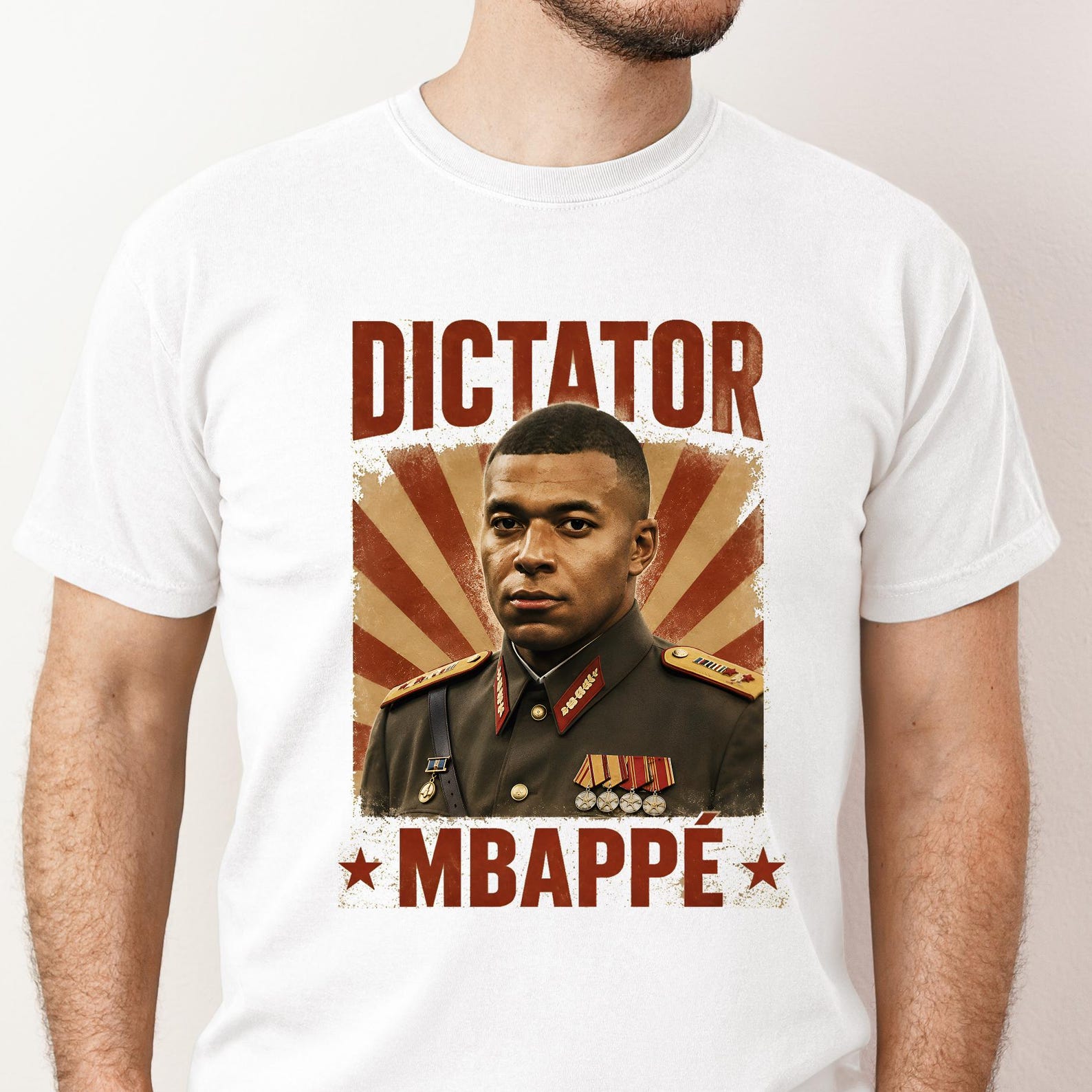 Dictator Mbappe Shirt, Kylian Mbappe Admiral General T-Shirt, Propaganda Style Football Graphic Tee, Unisex L