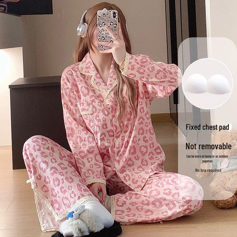 Women's Cloud Cotton Lace Pajama Cardigan Set - Spring & Autumn Collection