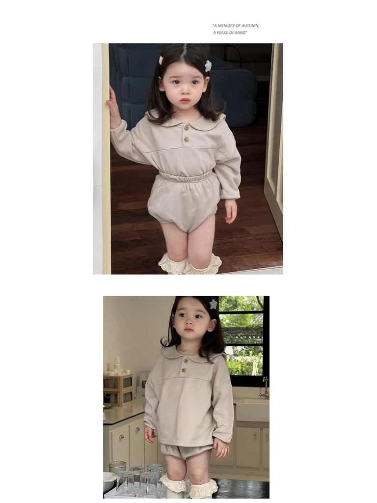 Korean Style Girls' Autumn Clothing Set 2025: Baby Romper & Two-Piece Outfit