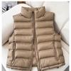 Gilet in Cotone Piumino Lento Autunno Inverno Coreano da Donna Corto con Collo Rialzato Senza Maniche Giubbotti Gilet alla Moda