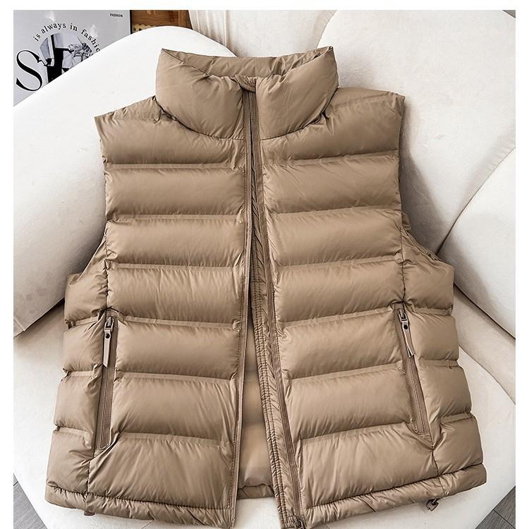 Gilet in Cotone Piumino Lento Autunno Inverno Coreano da Donna Corto con Collo Rialzato Senza Maniche Giubbotti Gilet alla Moda