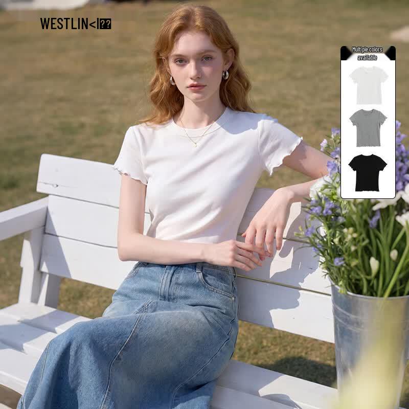 Westlink Women s Simple Slim-Fit Short Sleeve T-Shirt M