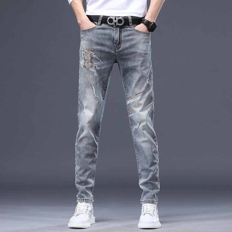Jeans leggings elásticos para hombre ajustados pantalones estampados para  hombre pantalones de moda street cuatro temporadas comprar a buen precio —  entrega gratuita, reseñas reales con fotos — Joom