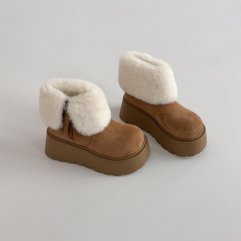 Piaohong versatile literary and artistic fan thick-soled heightening snow boots trendy girl 2025 autumn and winter new velvet warm big head cotton s